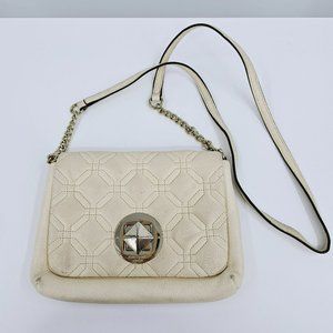 Kate Spade Crossbody Bag Astor Court Naomi Quilted Leather Turnlock Ivory Chain